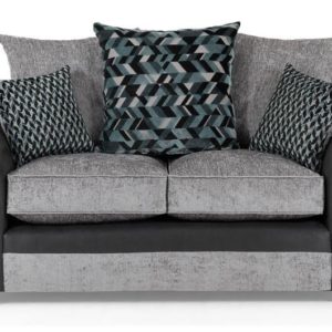 Fabric 2 Seater Kadie Sofa with Faux Leather Armrests Grey ScS