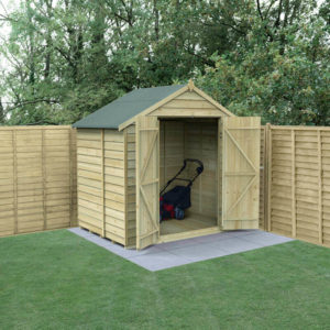 7' x 5' Forest 4Life 25yr Guarantee Overlap Pressure Treated Windowless Double Door Apex Wooden Shed (2.32m x 1.53m)