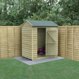 6' x 4' Forest 4Life 25yr Guarantee Overlap Pressure Treated Windowless Reverse Apex Wooden Shed (1.88m x 1.34m)