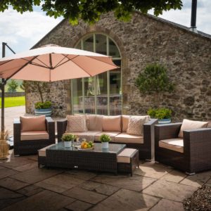 3 Seater Rattan Garden Sofa & Armchair Set in Brown - Ascot - Rattan Direct