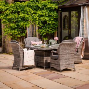 4 Seat Rattan Garden Dining Set With Square Table in Grey With Ice Bucket - Marseille - Rattan Direct